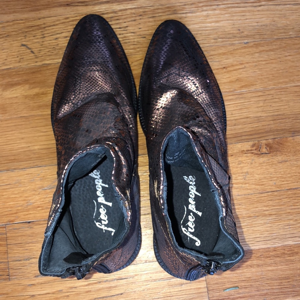 NWOB Free People bronze snakeskin slouch bootie - Picture 4 of 5